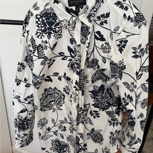 Banana Republic Black and White Floral Blouse
